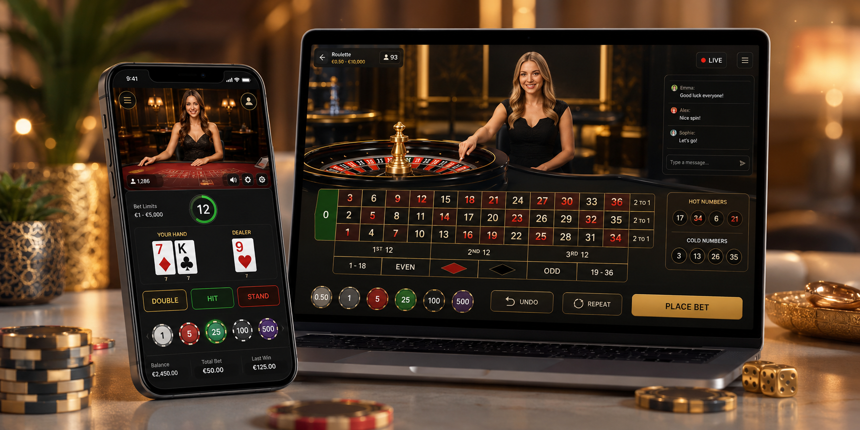 Live Casino Spielen auf Mobilgerät und Desktop